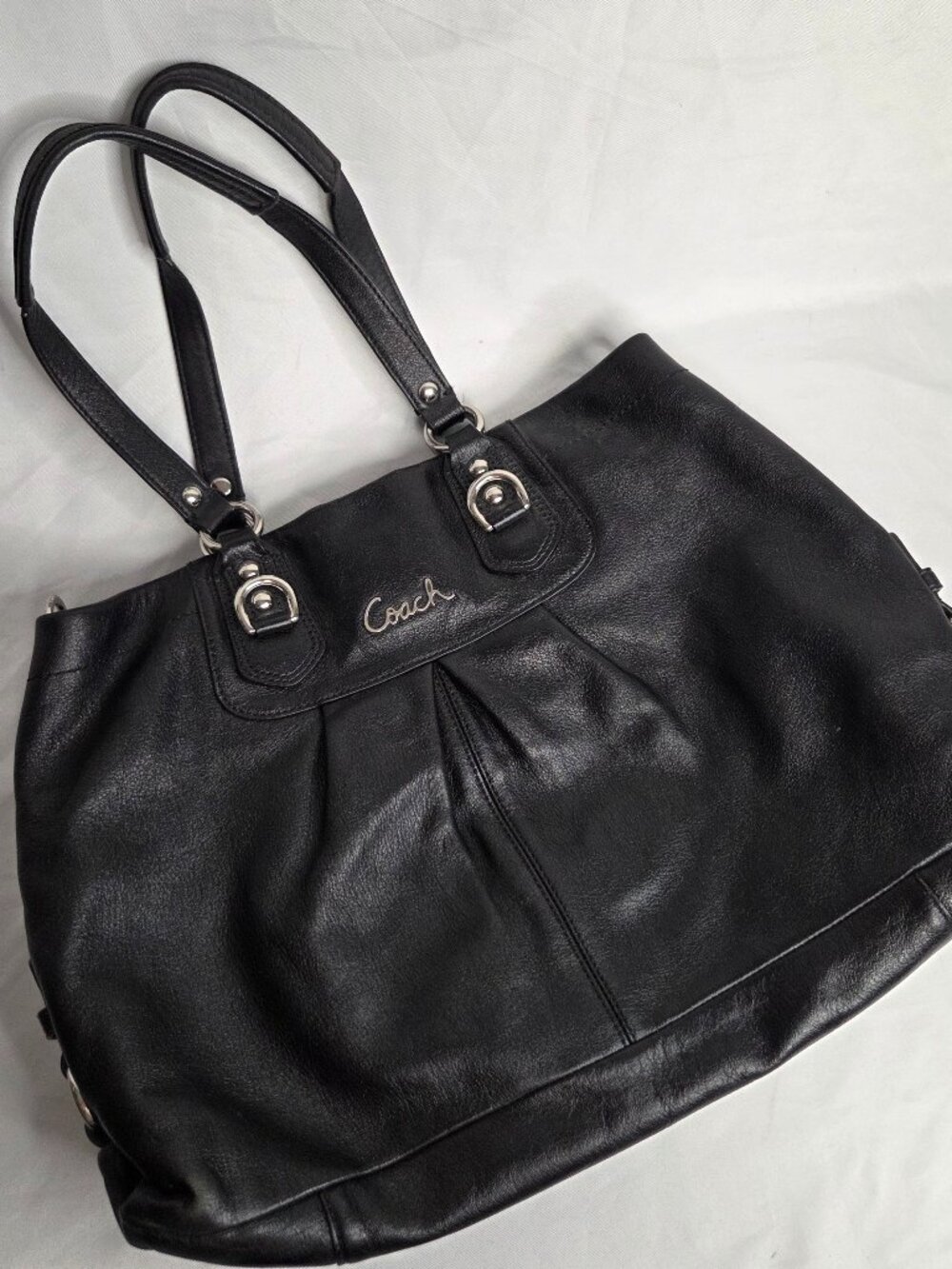 AUTHENTIC COACH ASHLEY LEATHER LARGE SATCHEL CARRYALL BAG PURSE F15513 BLACK